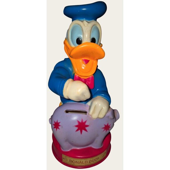 Donald Duck Vintage Plastic Coin Bank - Picture 1 of 9